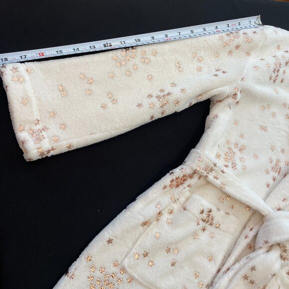 ~ Crewcuts Med Fleece Robe Kids Rose Gold Stars Cream Ivory Girl's Copper J.Crew - Picture 10 of 16